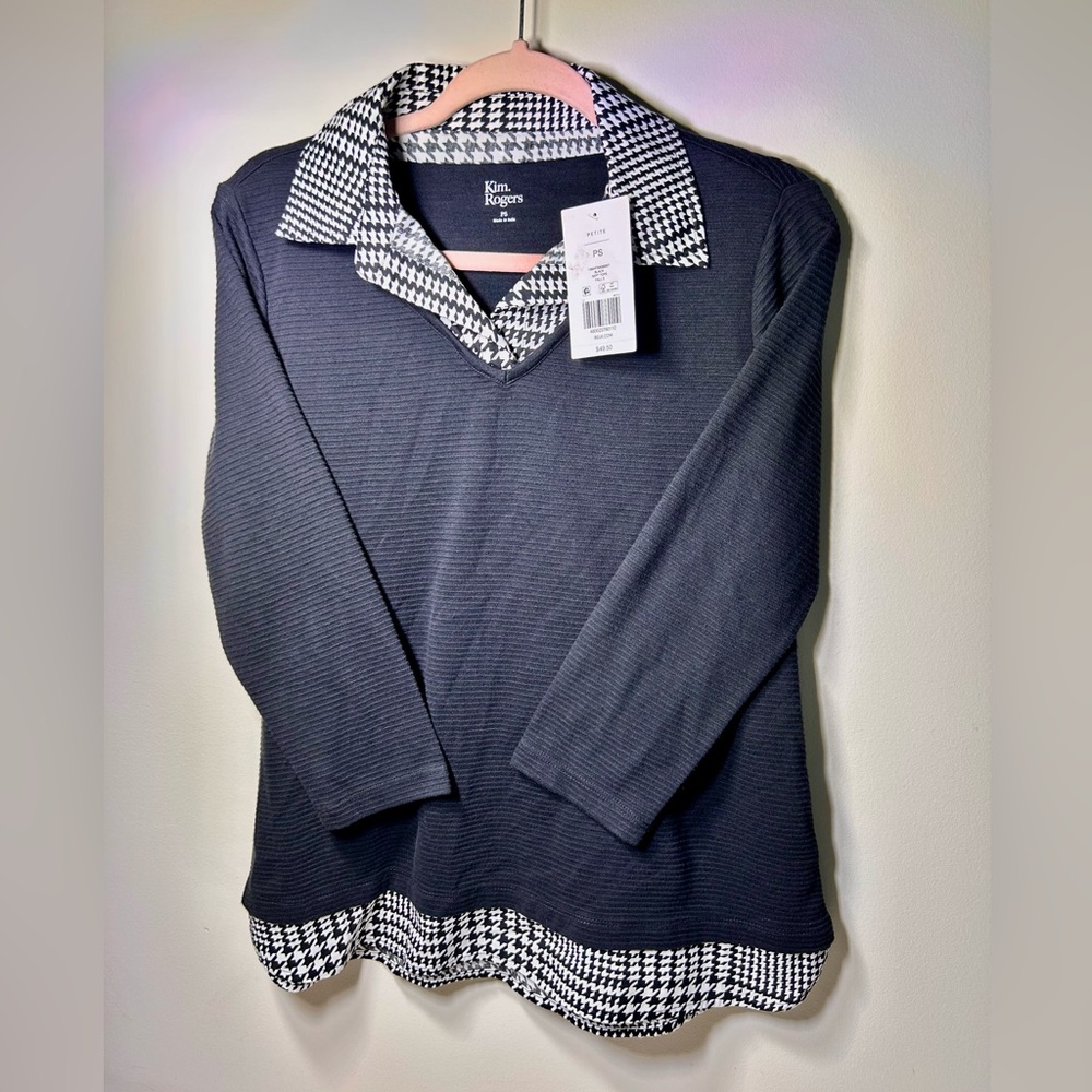 Kim Rogers Black and White Blouse Size PS